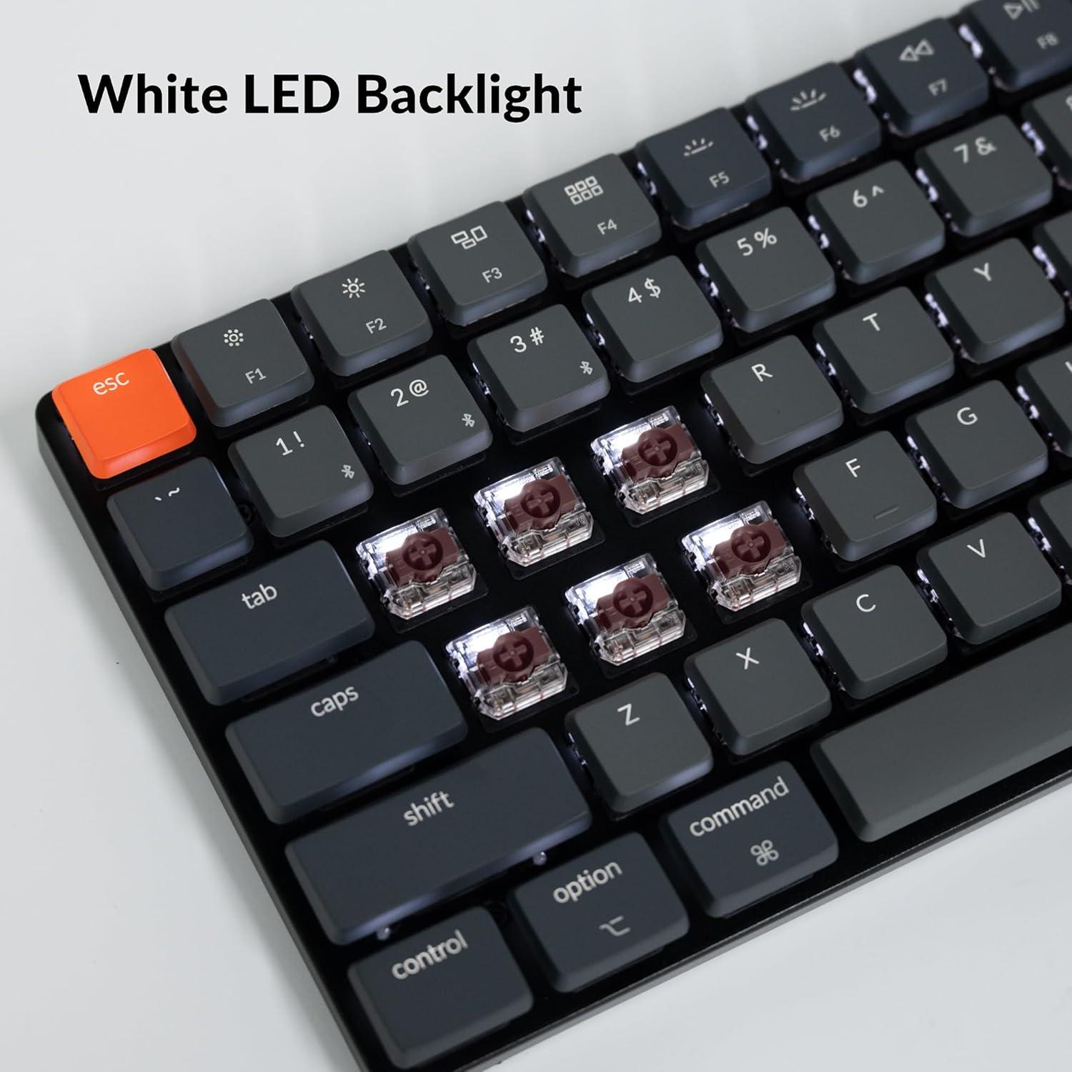 imageKeychron K3 Version 2 84 Keys UltraSlim WirelessWired Mechanical Keyboard with White LED Backlit LowProfile Gateron Mechanical Blue Switch Compatible with Mac WindowsKeychron Brown Switch