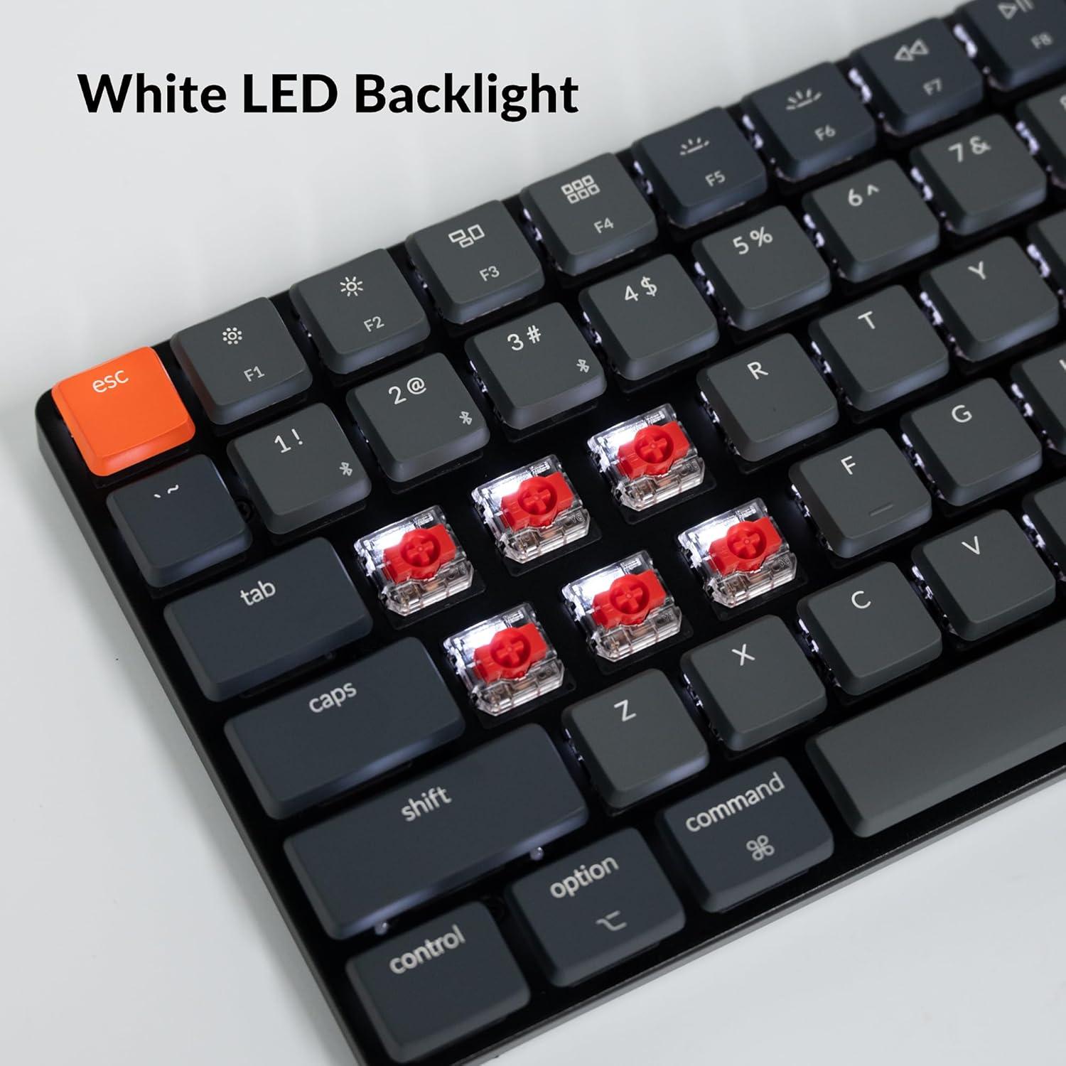 imageKeychron K3 Version 2 84 Keys UltraSlim WirelessWired Mechanical Keyboard with White LED Backlit LowProfile Gateron Mechanical Blue Switch Compatible with Mac WindowsKeychron Red Switch