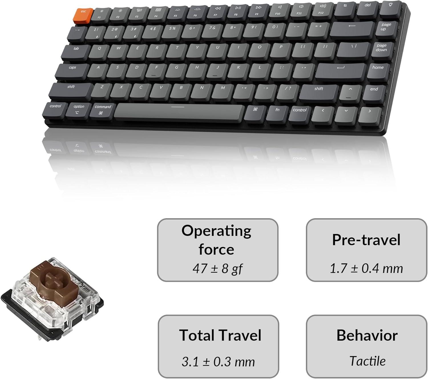 imageKeychron K3 Version 2 84 Keys UltraSlim WirelessWired Mechanical Keyboard with White LED Backlit LowProfile Gateron Mechanical Blue Switch Compatible with Mac WindowsKeychron Brown Switch