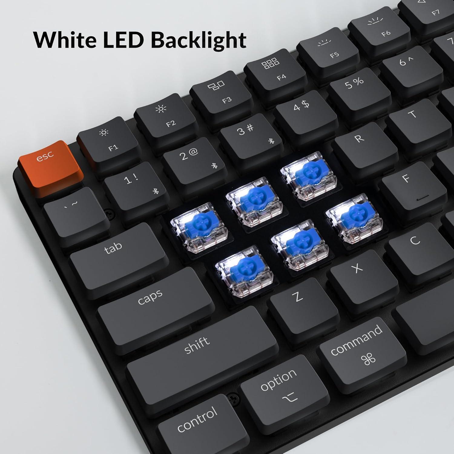 imageKeychron K3 Version 2 84 Keys UltraSlim WirelessWired Mechanical Keyboard with White LED Backlit LowProfile Gateron Mechanical Blue Switch Compatible with Mac WindowsBule Switch