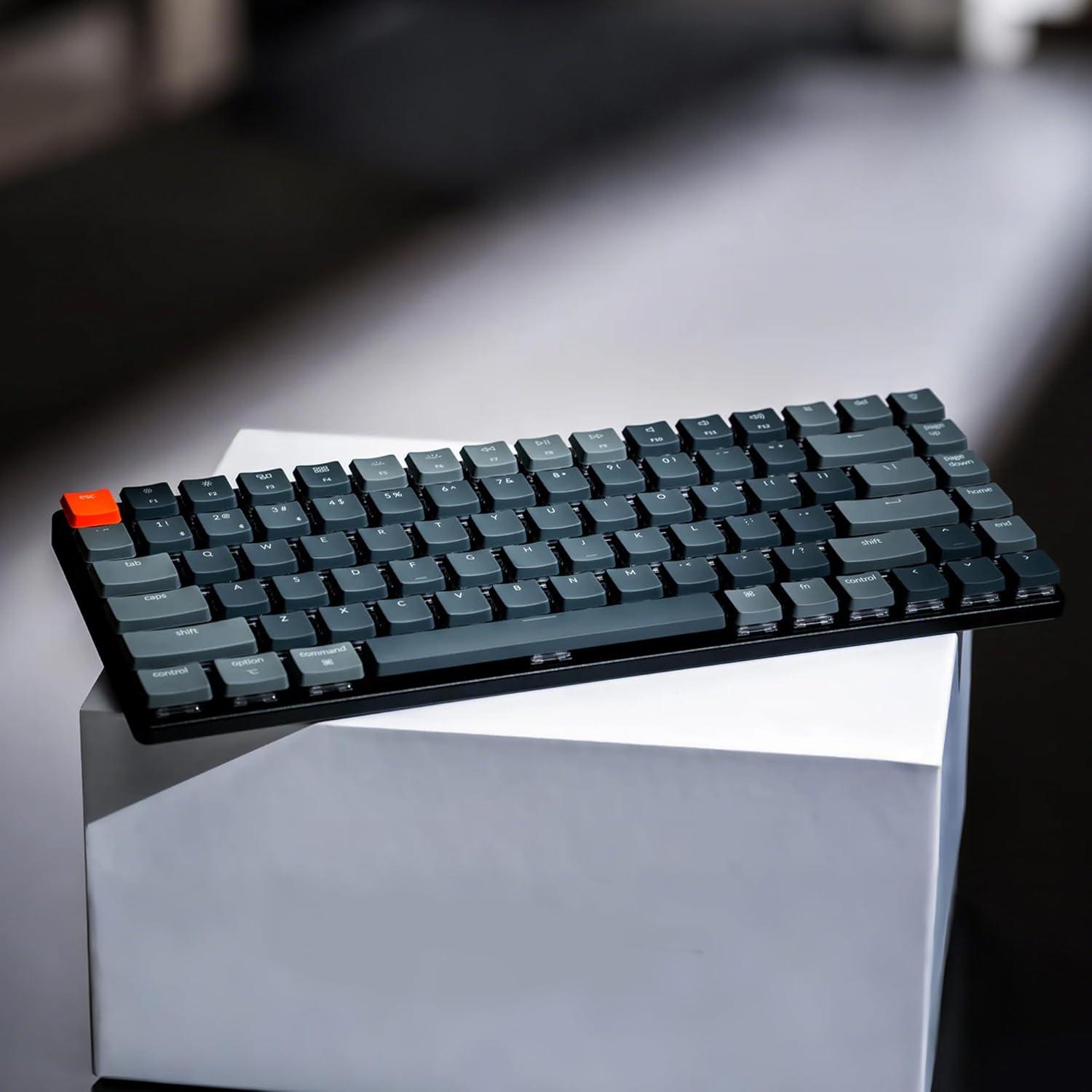 imageKeychron K3 Version 2 84 Keys UltraSlim WirelessWired Mechanical Keyboard with White LED Backlit LowProfile Gateron Mechanical Blue Switch Compatible with Mac WindowsBule Switch