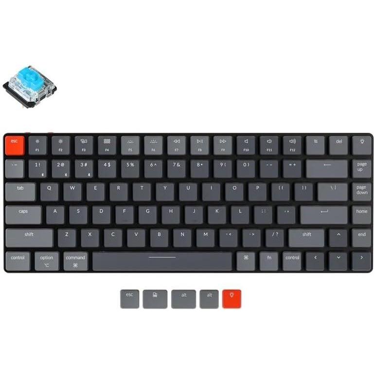 imageKeychron K3 Version 2 84 Keys UltraSlim WirelessWired Mechanical Keyboard with White LED Backlit LowProfile Gateron Mechanical Blue Switch Compatible with Mac WindowsBule Switch