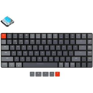 Keychron K3 Version 2, 84 Keys Ultra-Slim Wireless/Wired Mechanical Keyboard with White LED Backlit, Low-Profile Gateron Mechanical Blue Switch Compatible with Mac Windows(Bule Switch)