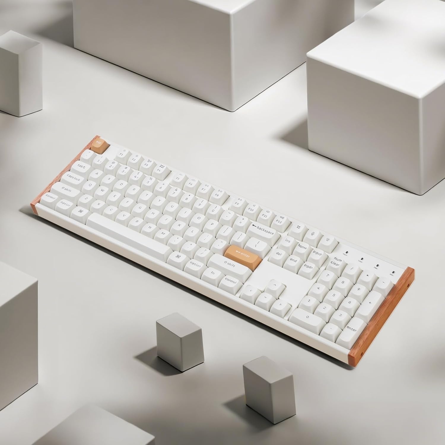 imageKeychron K10 HE Hall Effect Keyboard UltraFast Lime Silent Banana Magnetic Switch FullSize TriMode Wireless Keyboard with Rapid Trigger Adjustable Actuation RGB Aluminum Wood FrameWhite
