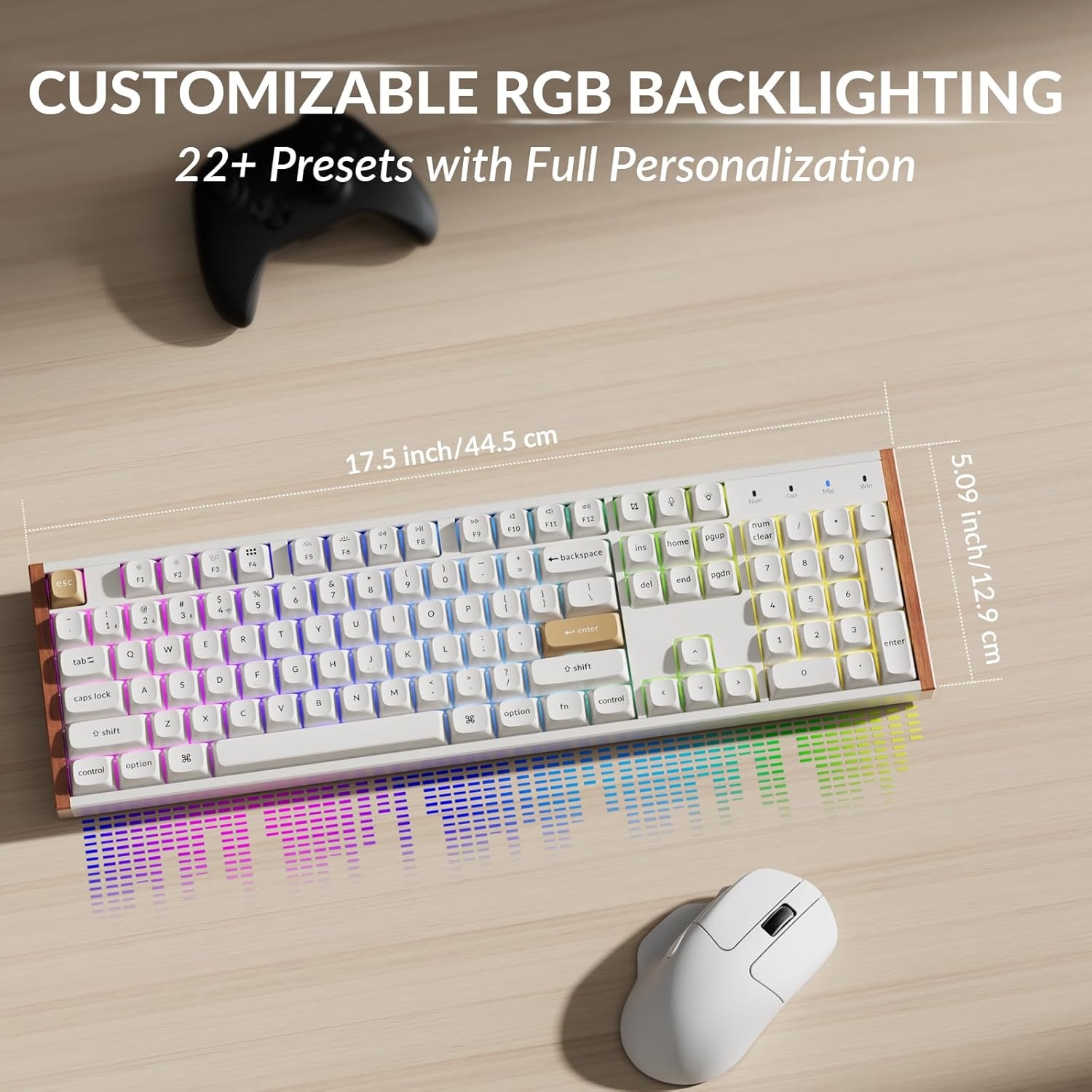 imageKeychron K10 HE Hall Effect Keyboard UltraFast Lime Silent Banana Magnetic Switch FullSize TriMode Wireless Keyboard with Rapid Trigger Adjustable Actuation RGB Aluminum Wood FrameWhite