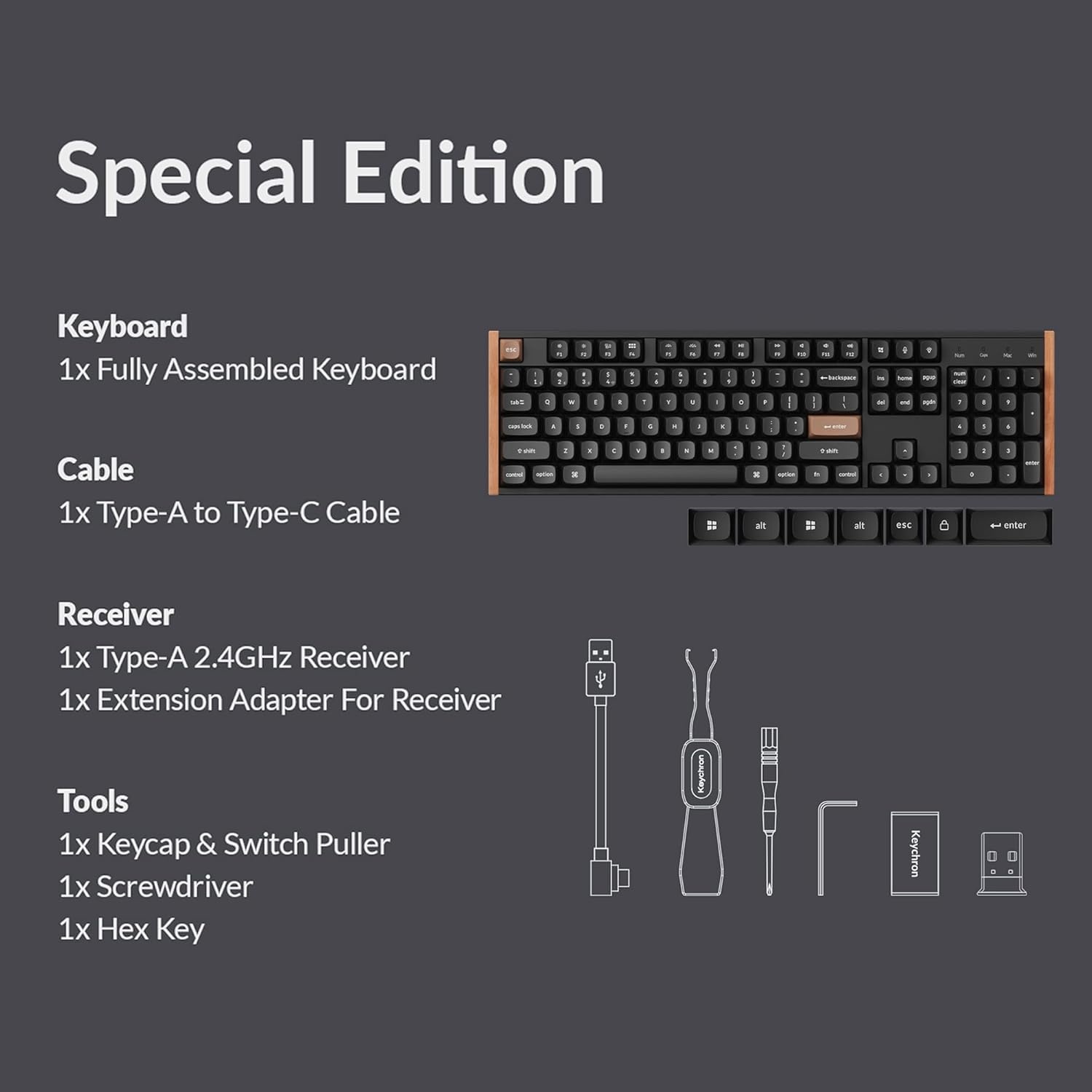 imageKeychron K10 HE Hall Effect Keyboard UltraFast Lime Silent Banana Magnetic Switch FullSize TriMode Wireless Keyboard with Rapid Trigger Adjustable Actuation RGB Aluminum Wood FrameBlack