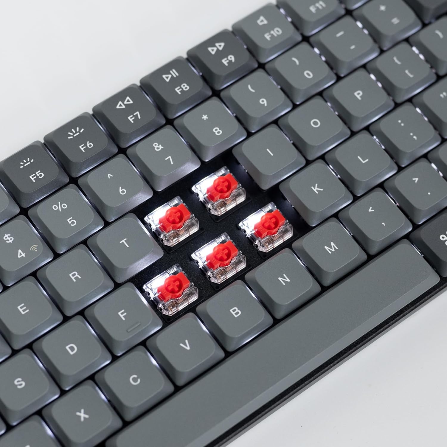 imageKeychron K3 Max LowProfile Wireless Mechanical Keyboard 75 Layout 24 GHz Bluetooth QMK White Backlight UltraSlim with Gateron Brown Switch Compatible with Mac Windows LinuxLow Profile Gateron Red Switch