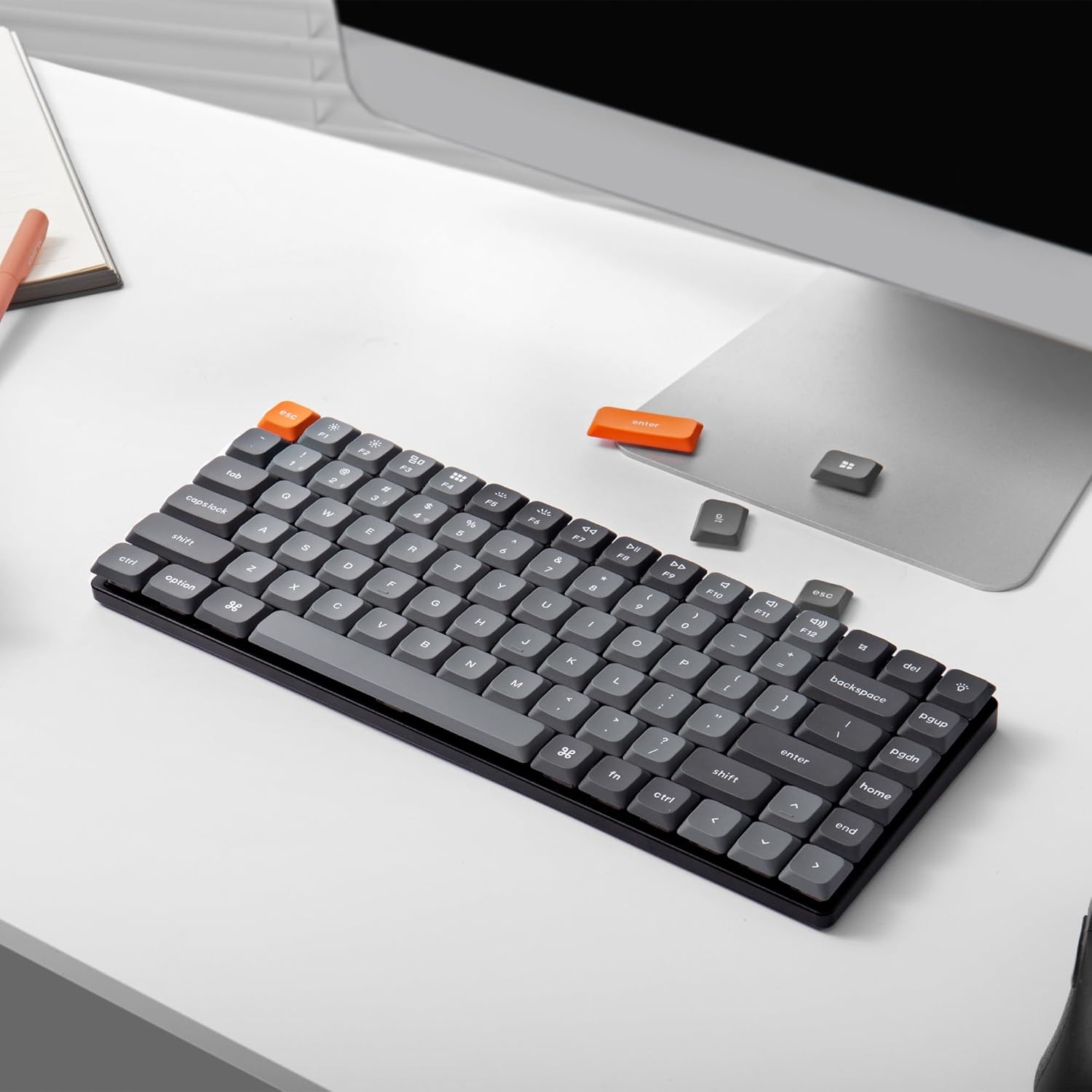 imageKeychron K3 Max LowProfile Wireless Mechanical Keyboard 75 Layout 24 GHz Bluetooth QMK White Backlight UltraSlim with Gateron Brown Switch Compatible with Mac Windows LinuxLow Profile Gateron Red Switch