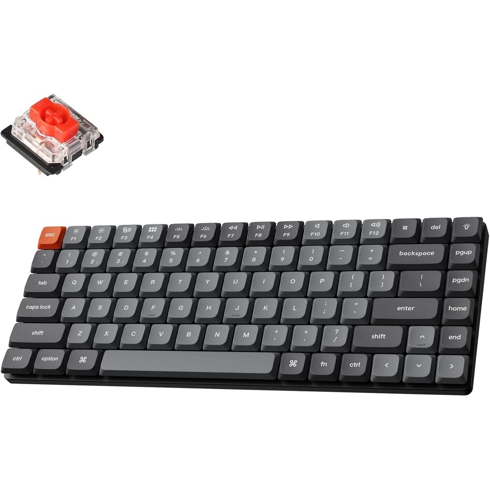 imageKeychron K3 Max LowProfile Wireless Mechanical Keyboard 75 Layout 24 GHz Bluetooth QMK White Backlight UltraSlim with Gateron Brown Switch Compatible with Mac Windows LinuxLow Profile Gateron Red Switch