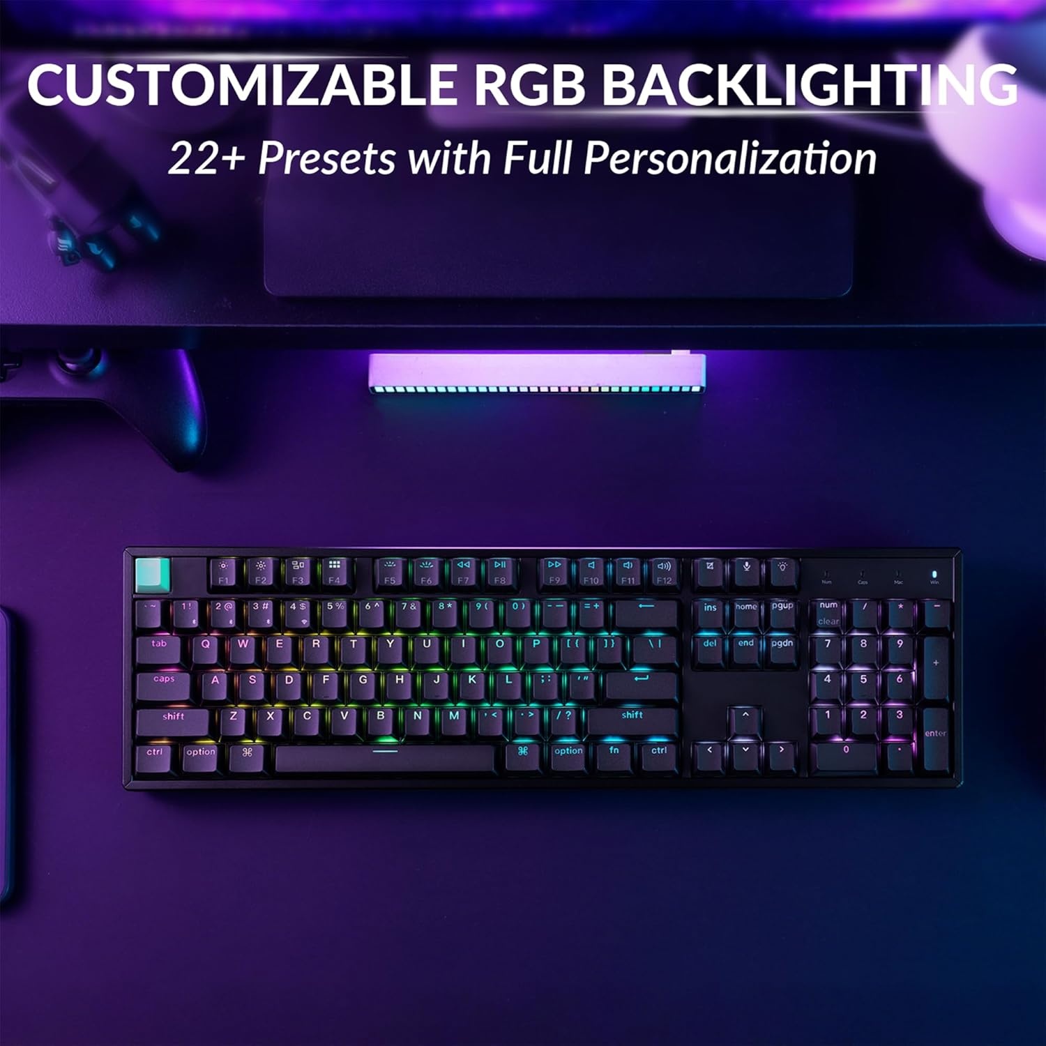 image:imageKeychron K10 HE Wireless Hall Effect Keyboard FullSize Rapid Trigger Adjustable Actuation 24GHzBluetoothWired RGB Backlit Lime Magnetic Switch for MacWindowsLinuxSilent Banana Switch