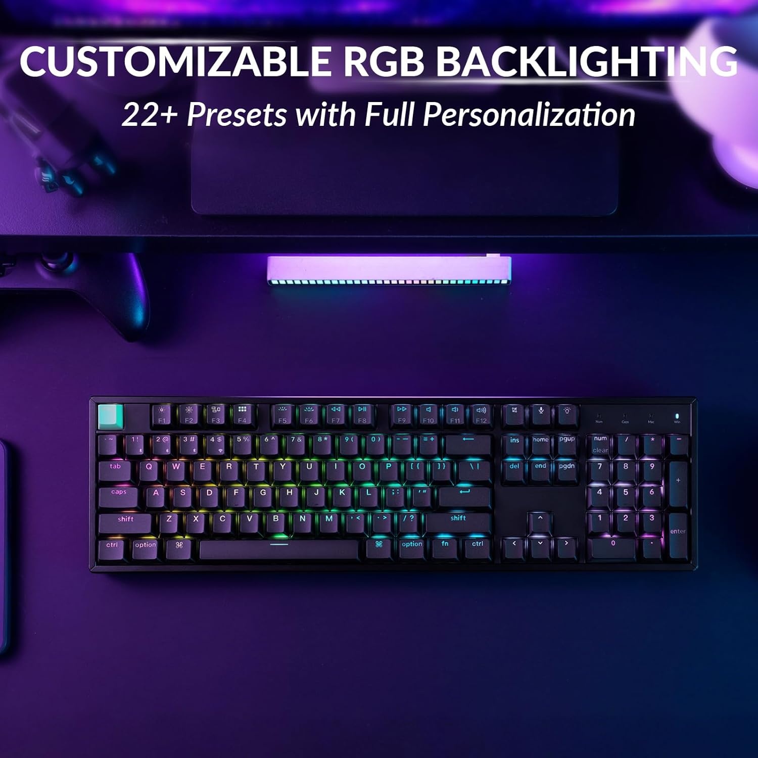 image:imageKeychron K10 HE Wireless Hall Effect Keyboard FullSize Rapid Trigger Adjustable Actuation 24GHzBluetoothWired RGB Backlit Lime Magnetic Switch for MacWindowsLinuxNebula Switch