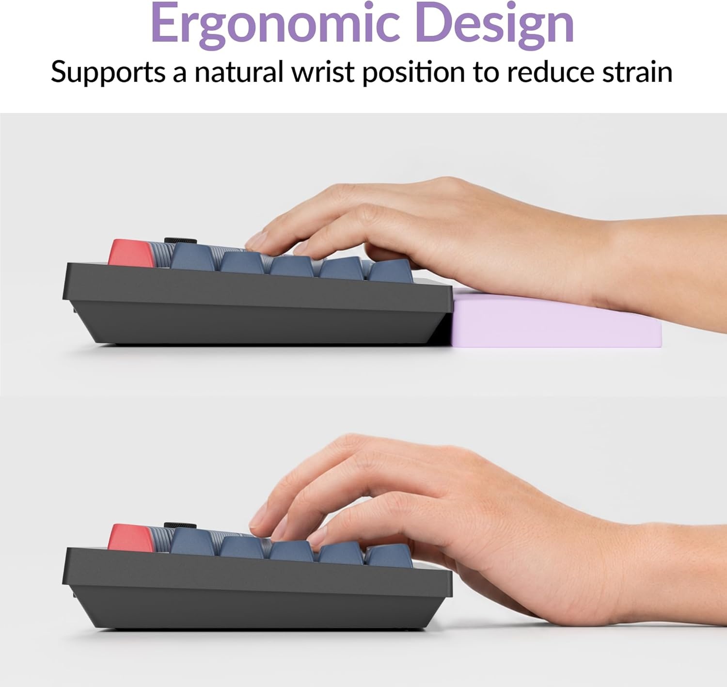 image:imageKeychron Silicone Wrist amp Palm Rest 176 Full Size for K10 Pro K10 Max Q6 Q6 Pro Q6 Max Q6 HE V6 V6 Max C4 HE Washable NonSlip Base Typing Support Light PurpleLight Purple