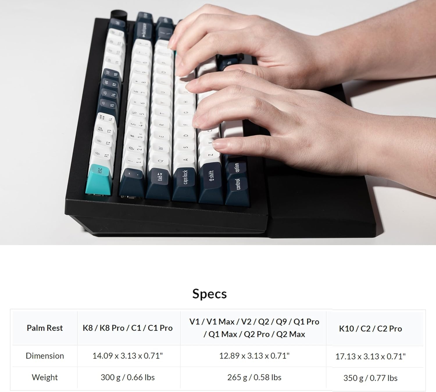 image:imageKeychron Silicone Wrist amp Palm Rest 176 Full Size for K10 Pro K10 Max Q6 Q6 Pro Q6 Max Q6 HE V6 V6 Max C4 HE Washable NonSlip Base Typing Support Light PurpleBlack