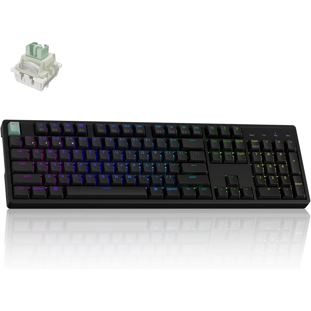 image:imageKeychron K10 HE Wireless Hall Effect Keyboard FullSize Rapid Trigger Adjustable Actuation 24GHzBluetoothWired RGB Backlit Lime Magnetic Switch for MacWindowsLinuxLime Switch