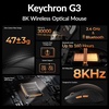 Keychron G3 8K Carbon Fiber Wireless Gaming Mouse, 30000 DPI – PAW 3950 Sensor, 47±3g Ultra-Lightweight, Wired/BT/2.4GHz, 160Hr Battery Life, 5 Programmable Buttons, Windows/Mac/Linux – Black(Black)