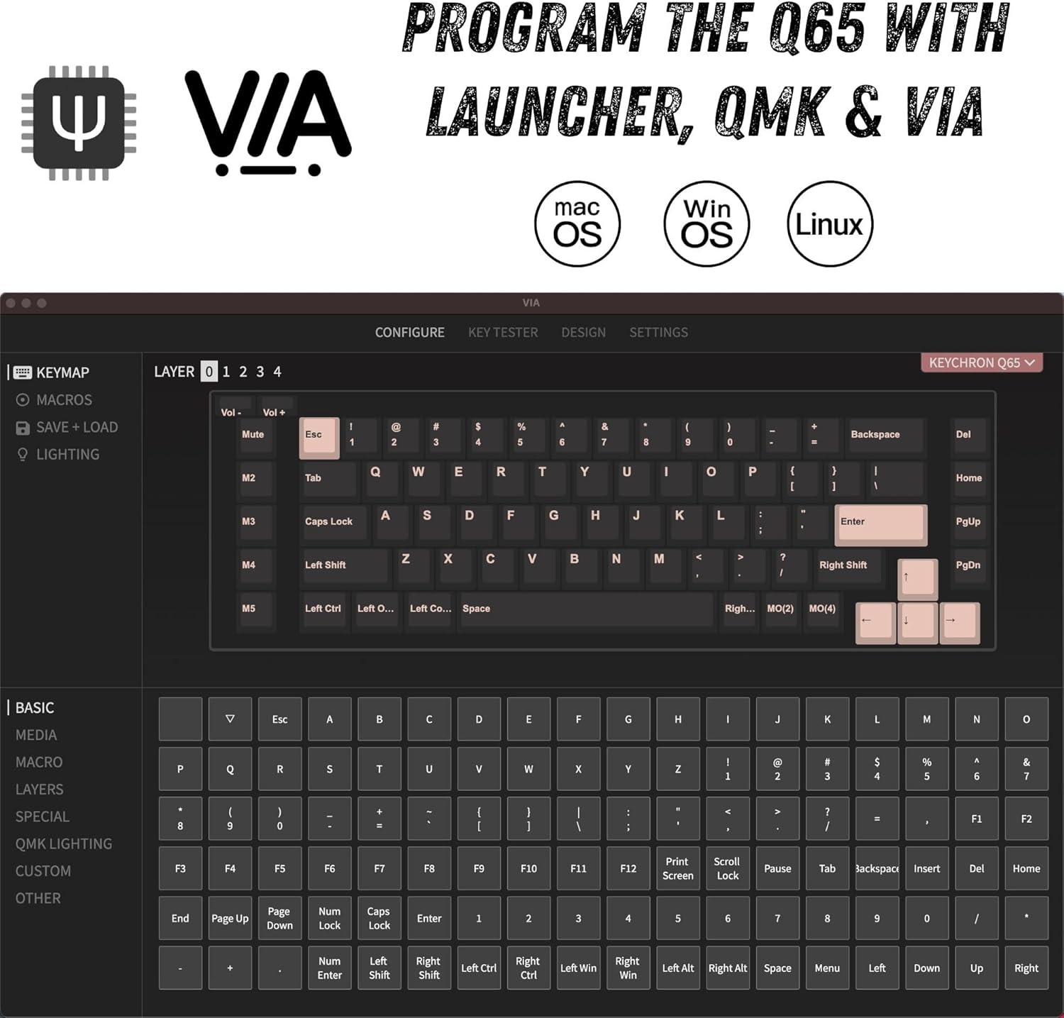 image:imageKeychron Q65 Wired 65 Layout Compact Mechanical Keyboard QMKVIA Macro Keys Knob HotSwappable Aluminum Body Gaming 1000 Hz Polling Rate Compatible with Mac Windows LinuxGateron Brown SwitchBlackBrown Switch