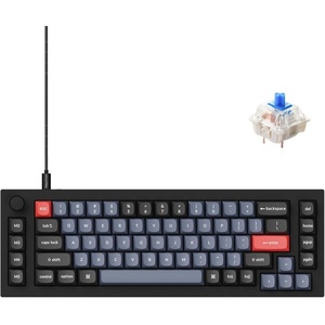 Keychron Q65 Wired 65% Layout Compact Mechanical Keyboard, QMK/VIA Macro Keys Knob Hot-Swappable Aluminum Body Gaming 1000 Hz Polling Rate Compatible with Mac Windows Linux-Gateron Brown Switch(Carbon Black-Blue Switch)
