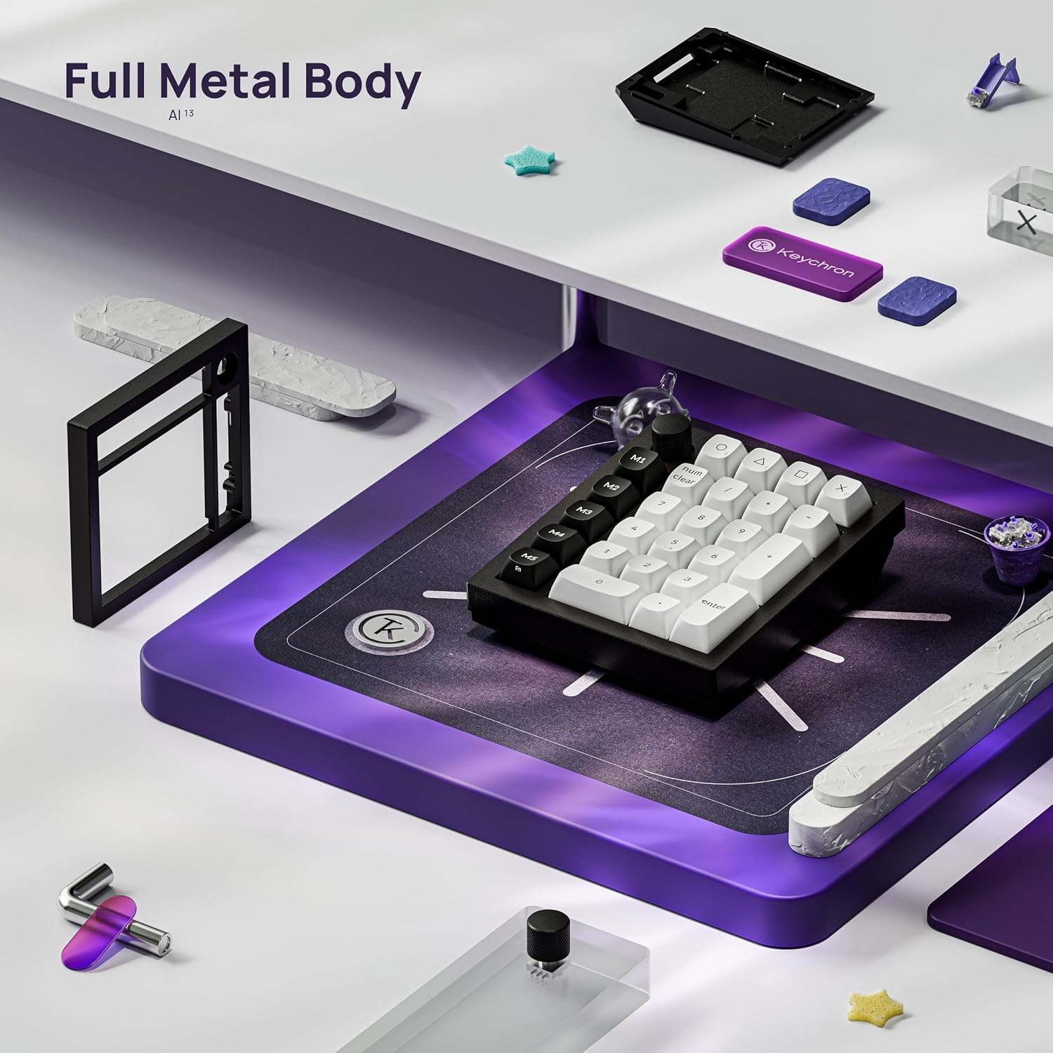image:imageKeychron Q0 HE Wireless Magnetic Switch Number Pad Hall Effect Numpad with Rapid Trigger 24 GHzBluetoothWired Aluminum QMK Programmable Knob HotSwappable RGB Gaming for Mac Windows LinuxWhiteBlack