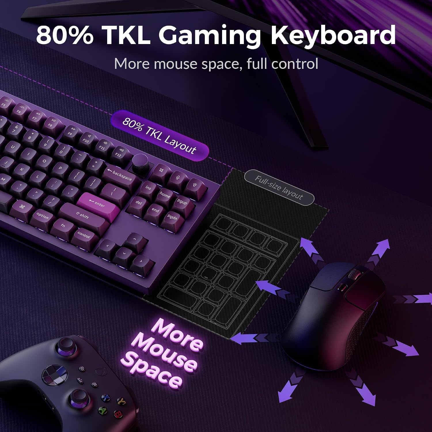 image:imageKeychron Q3 HE Wireless Custom Gaming Keyboard 80 TKL Rapid Trigger 24 GHzBluetoothWired QMK Aluminum RGB Gateron DoubleRail Magnetic Switch PBT Keycaps for Mac Windows Linux PurplePurple