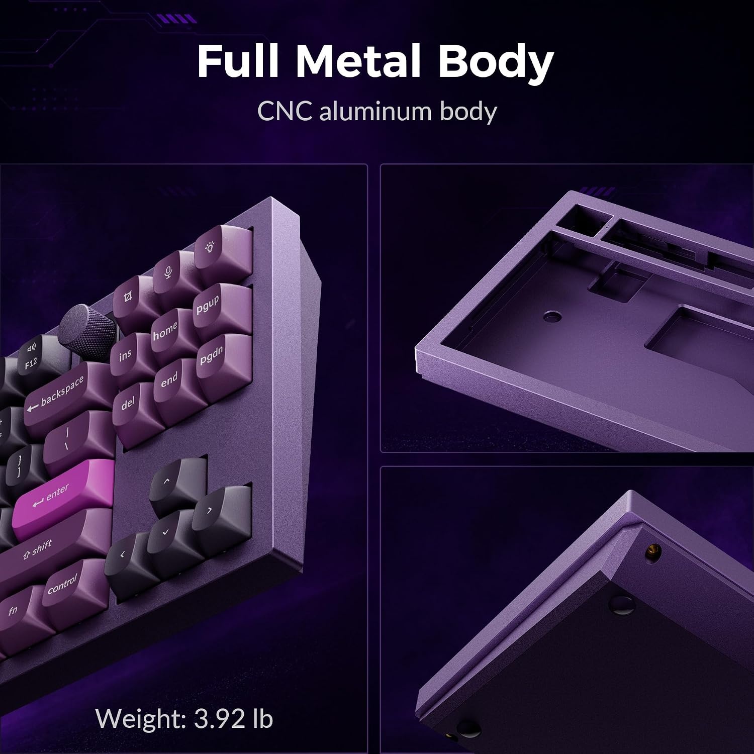 image:imageKeychron Q3 HE Wireless Custom Gaming Keyboard 80 TKL Rapid Trigger 24 GHzBluetoothWired QMK Aluminum RGB Gateron DoubleRail Magnetic Switch PBT Keycaps for Mac Windows Linux PurplePurple