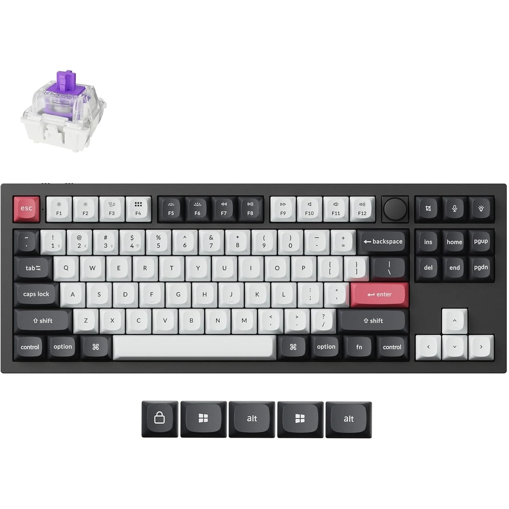 image:imageKeychron Q3 HE Wireless Custom Gaming Keyboard 80 TKL Rapid Trigger 24 GHzBluetoothWired QMK Aluminum RGB Gateron DoubleRail Magnetic Switch PBT Keycaps for Mac Windows Linux PurpleCarbon Black