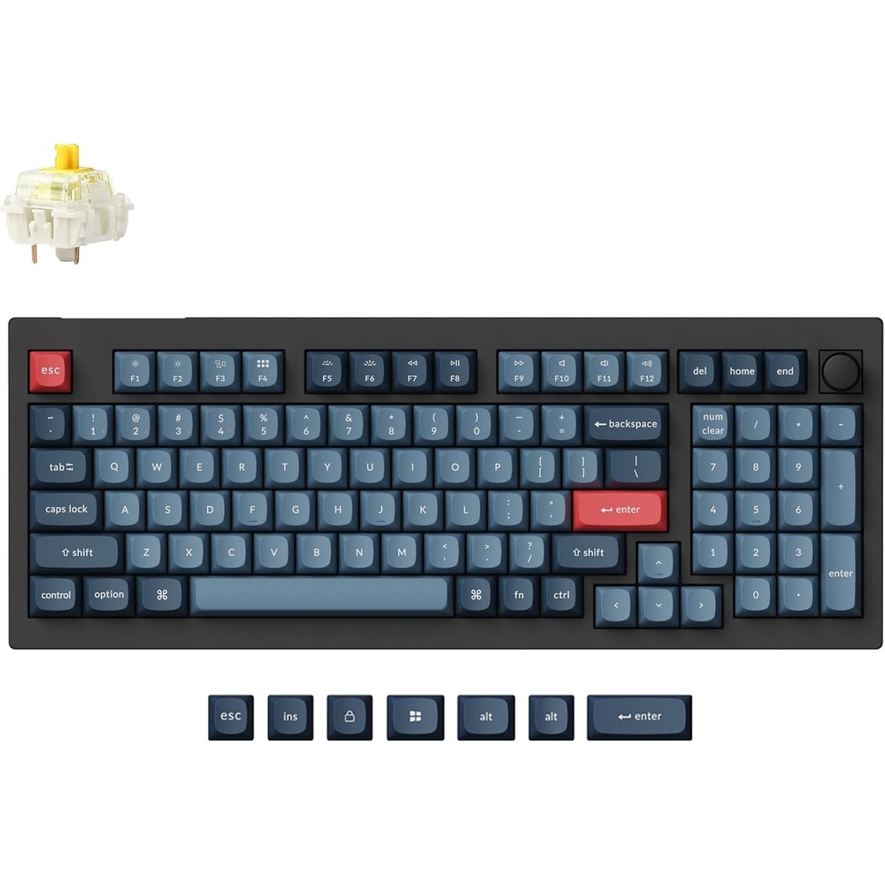 image:imageKeychron V5 Max Custom Wireless Mechanical Gaming Keyboard with Number Pad 96 Layout QMKVIA 24 GHzBluetooth 51Wired RGB Backlit HotSwappable Gateron Red Switch for Mac Windows LinuxGateron Jupiter Banana Switch