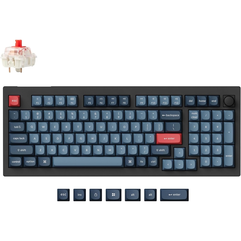 image:imageKeychron V5 Max Custom Wireless Mechanical Gaming Keyboard with Number Pad 96 Layout QMKVIA 24 GHzBluetooth 51Wired RGB Backlit HotSwappable Gateron Red Switch for Mac Windows LinuxGateron Jupiter Red Switch