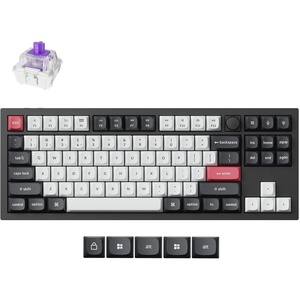 Keychron Q3 HE Wireless Custom Gaming Keyboard, 80% TKL Rapid Trigger, 2.4 GHz/Bluetooth/Wired, QMK Aluminum RGB Gateron Double-Rail Magnetic Switch PBT Keycaps for Mac Windows Linux, Purple(Carbon Black)